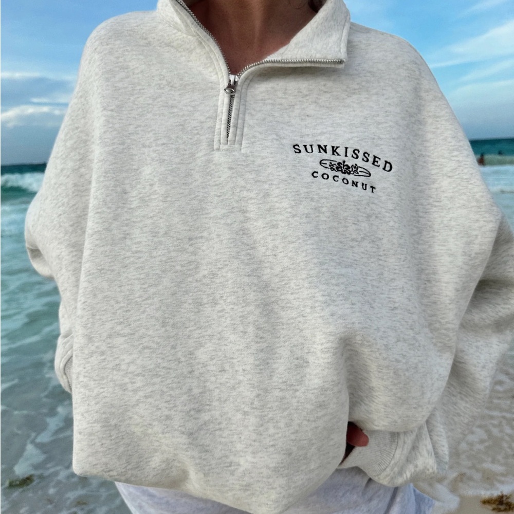 Sullied coconut Salty Grey Quarter-Zip Sweatshirt